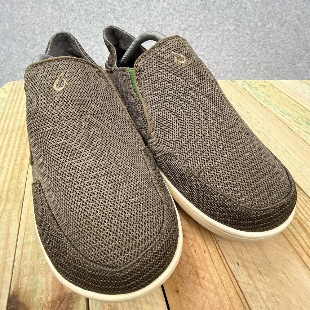 Olukai Nohea Mesh Loafers Mens Sz 9 Mustang Lime Peel Brown Slip On Casual Shoes